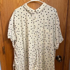 Ava & Viv Cream and Black Polka Dot Men's Shirt